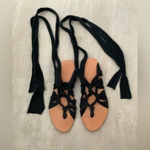 Black lace-up Grecian style sandals